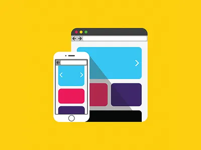 Websites device flat icon illustration responsive web website yellow