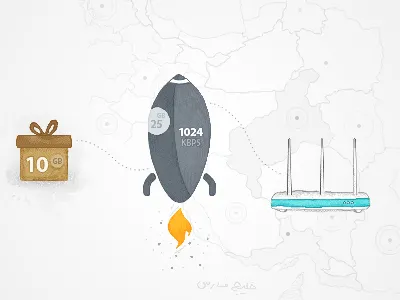 Mobinnet promotion 1px gift illustration line mobinnet modem nowruz plan promotion rocket sharp slider