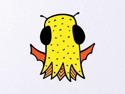 Wingbro doodle illustration monster squid vector wings