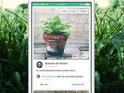 Gardening App app experience gardening interface ios8 iphone 6 mobile social timeline ui user ux