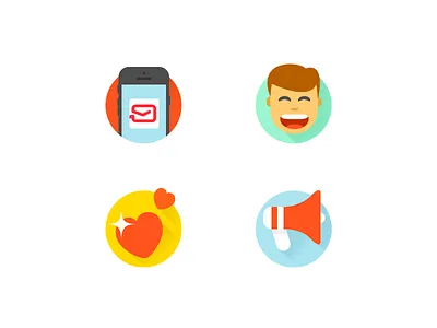 Icons WIP bullhorn face happy heart horn icons megaphone mobile phone smile