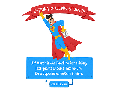 ClearTax Superhero blue cleartax deadline design fly illustration india red superhero tax yellow