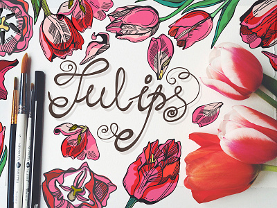 Tulips bright flowers marushabelle seamless pattern tulips