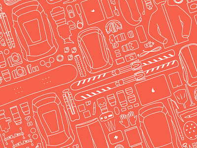 Camera Gear Pattern v2 adventure backpack camera icon illustrator lens line pack pattern photography stroke vector