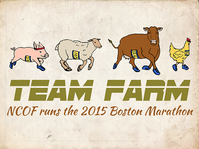 Team Farm 2015 animal boston chicken farm logo marathon running