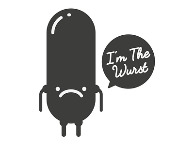 Sad Sausage black and white illustration negativebear sad sausage wurst
