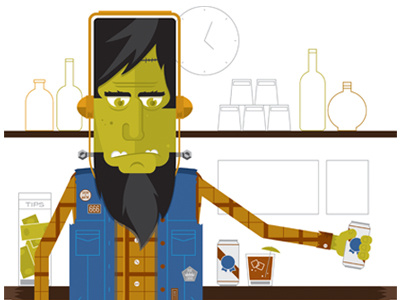 Hipsterstein hipter illustration monster pabst plaid vector
