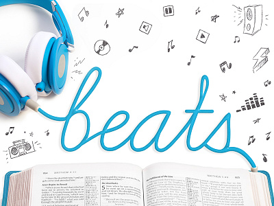 Beats beats bible church doodles ekidz elevation headphones logo music series typography