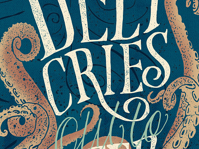 As Deep Cries Out To Deep deep handlettering oceans octopus printmaking seas tentacles text waves