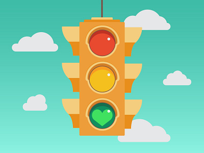 Stoplight Heart go gradient heart illustration light move sky stoplight vector