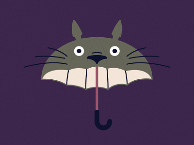 Stay Dry Friend anime flat idea rain totoro umbrella vector