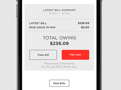 Vodafone, Bill Detail. bill interface ios8 ui vodafone