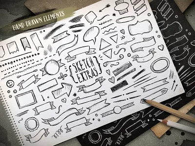 Sketch extras art artistic design elements extras hand drawn pen pencil sketch