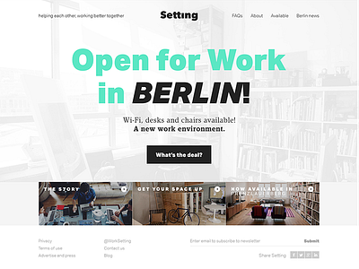 Setting Home Page berlin clean grid office photography startup typography website