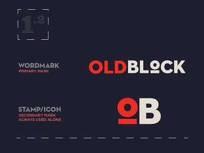 Old Block block blue brand logo old red typography vector wordmark