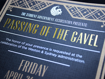 Passing of the Gavel Invitation design foil gatsby gold government graphic invitation print sga ucf