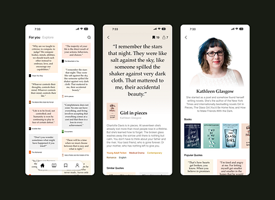 BookBites / App Design app books design mobile phrases ui