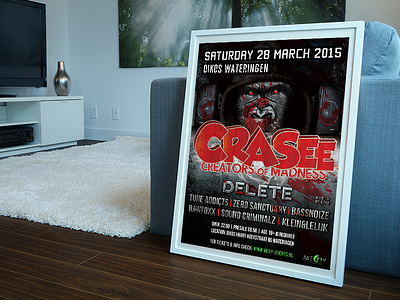 Crasee Flyer angry artwork crasee delete flyer freestyle hardstyle holland monkey poster print design rawstyle