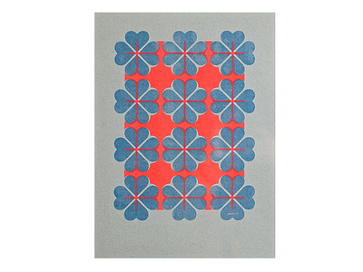 4Heart pattern A3 Poster No.1 a3 blue fluor orange jwtwel pattern poster print risograph stencil
