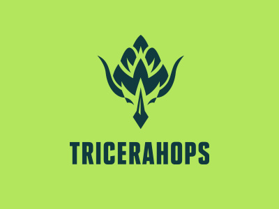 Tricerahops beer dinosaur green hops horns icon logo triceratops