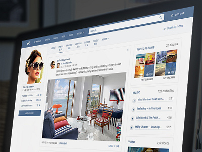 vk,com Profile Page Redesign concept creative design interface layout redesign site social ui vk web