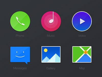 Icon gallery icon map messages music phone video