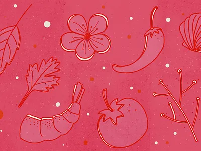 Pattern cook cooking flowers pattern shrimp tomato