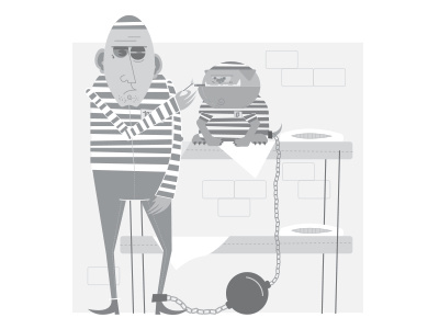 Prison pals bulldog dog illustration prisoner smoking vector