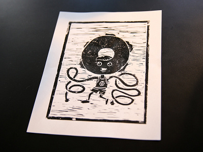 Basket Bagel auckland bagel linocut meetup print