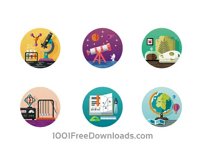 Science Icons art blue circle color design elements icon icons illustration set style vector