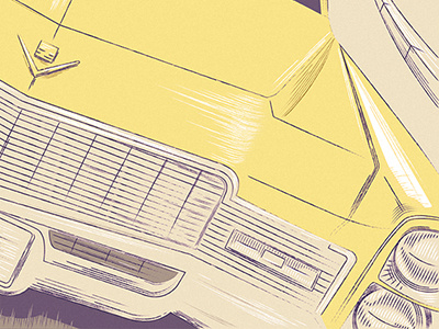 Hello Yellow burj cadillac car dubai khalifa palm poster retro yellow