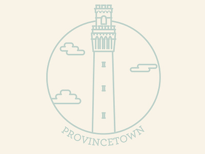 Provincetown Icon 2d architecture building clouds graphic icon line work modern design tower town
