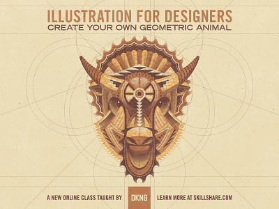 Illustration for Designers: Create Your Own Geometric Animal animal bison buffalo dan kuhlken dkng geometric guidelines illustration nathan goldman skillshare southwestern