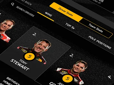 More NASCAR analytics clean dark graph nascar racing sports stats ui ux visualization yellow