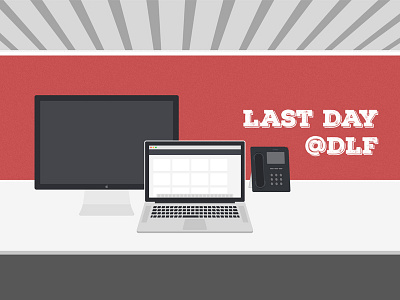 My last day at DLF Office apple flat illustration office telephone