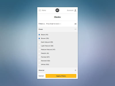 Mobile Browse Filters browse custommade filter interface iphone menu minimal mobile responsive simple ui ux
