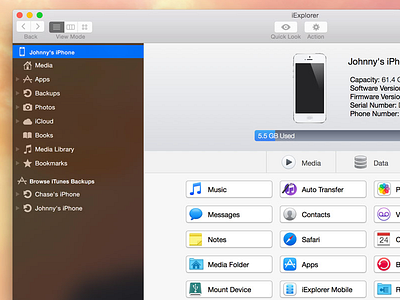 iExplorer UI app mac ui yosemite