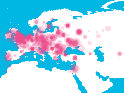 Dribbble Shots & Likes (Europe) dribbble europe likes map processing shots visualization