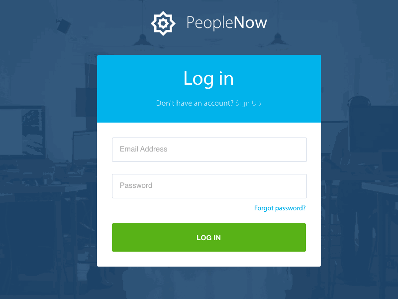 PeopleNow Login blue button form gif input label login placeholder ui ux