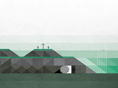 Easter cross death conquered easter illustration jesus rolled away stone texture