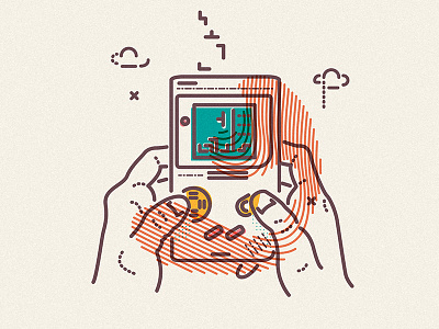Life's a game fingers gameboy icon illustration lines nintendo tetris thumbs