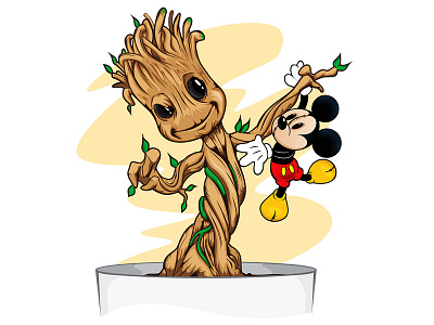 Baby Groot adobe cartoon digital art disney disneyland groot guardians of the galaxy illustrator mickey mouse vector
