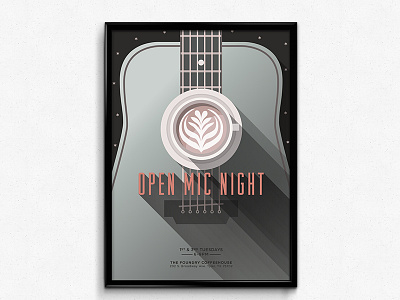 Open Mic Night Poster clean coffee coffeehouse guitar kcmo latte open mic night poster texas tx tyler