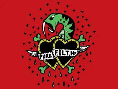 Snake Traditional banner heart illustration music punk snake tattoo