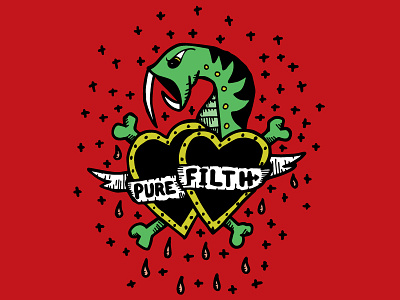 Snake Traditional banner heart illustration music punk snake tattoo