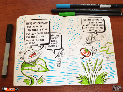 Weird Sketchbook bee butterfly frog fun lake marker moleskine sketch weird