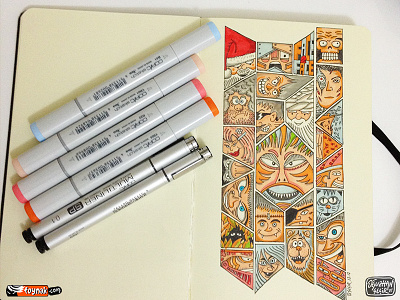 Face2Face cartoon copic doodle faces moleskine puzzle sketchbook