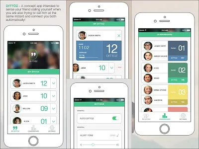 DITTOZ - Hypothetical app design concept... communication concept connectingpeople flatdesign hypothetical innovation ios iphone6 mobieapp mobile ui ux