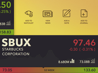 Stock App Watchlist icons mobile slide menu stock market stocks ui user interface