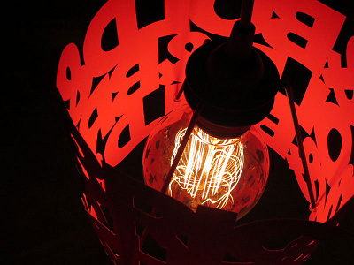 Typography Lamp geometric hand crafted hand made lamp lightbulb papercraft typography